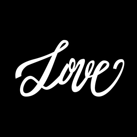 Love handwritten text, Valentine's Day, brush pen lettering, vector illustrationのイラスト素材