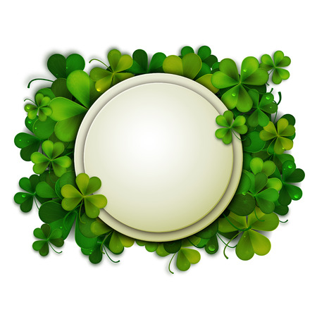 Saint Patrick's Day background, round banner decorated with shamrock leavesのイラスト素材