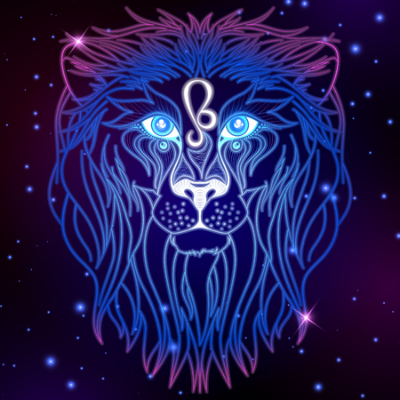 Leo zodiac sign, horoscope symbol, vector illustrationのイラスト素材