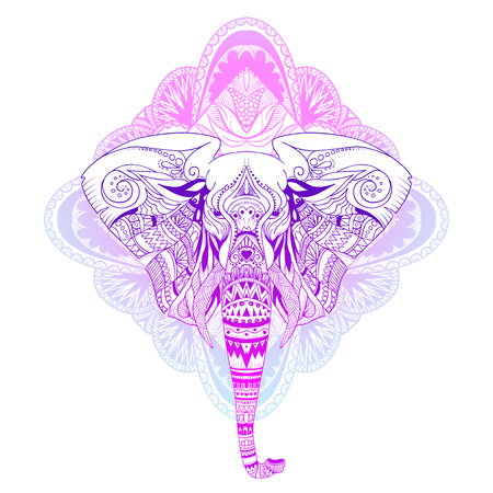 Ethnic elephant graphic ornamental vector illustrationのイラスト素材