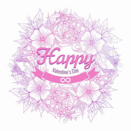 Happy Valentine's Day beautiful vector illustration romantic cardのイラスト素材