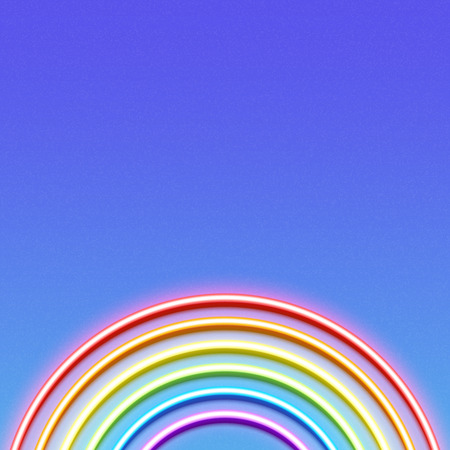 Neon glowing rainbow, LGBT pride, gay love, vector background illustration designのイラスト素材