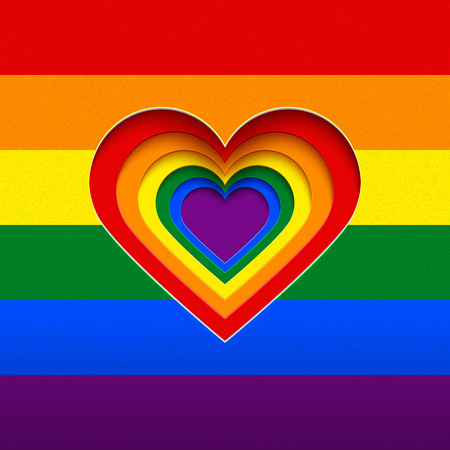 Rainbow vector heart illustration, LGBT love celebrationのイラスト素材