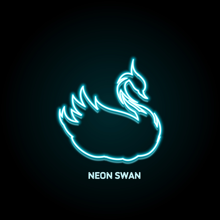 Swan bird neon shiny icon, vector illustrationのイラスト素材