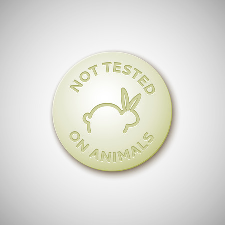 Not tested on animals, vector round banner, vegan productのイラスト素材