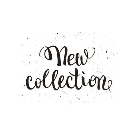 New collection advertisement, brush pen handwritten text lettering, vector illustrationのイラスト素材