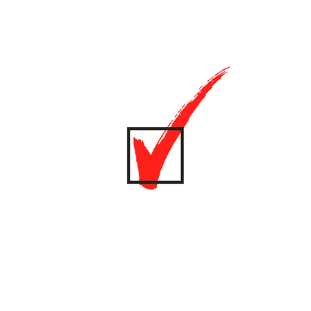 Done, check mark tick the box symbol and calligraphy, vector illustrationのイラスト素材