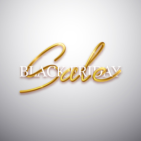 Black friday sale advertisement, interlaced calligraphic text design, realistic blend, vector illustration bannerのイラスト素材