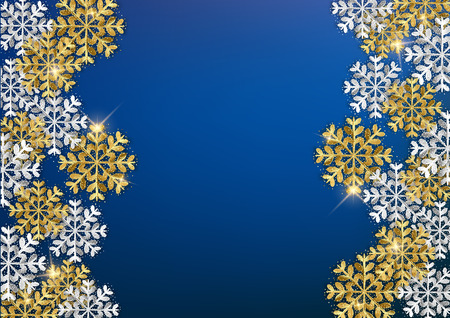 Merry Christmas decorative background, glitter snowflakes, vector illustrationのイラスト素材