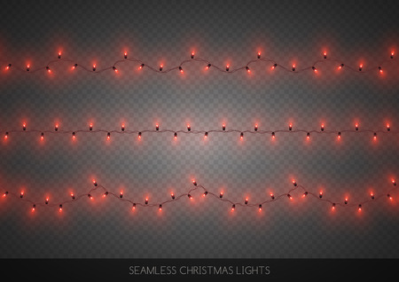 Seamless decorative colorful light bulb garlands set, Christmas decoration, vector illustrationのイラスト素材