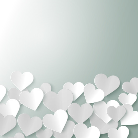 Paper hearts romantic Valentine background template, vector illustrationのイラスト素材
