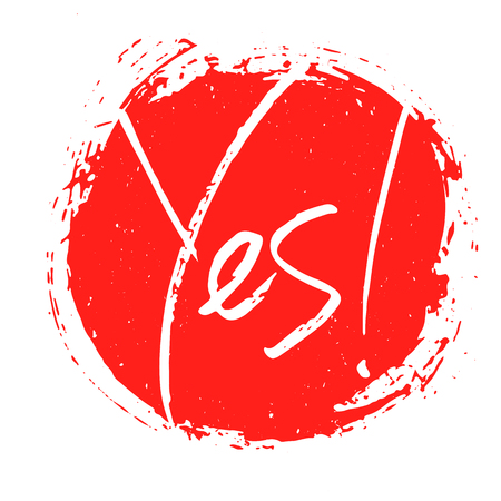 Yes handwritten word sign, banner, motivational print, vector illustrationのイラスト素材