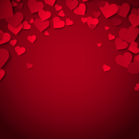 Beautiful red hearts romantic Valentine background template, vector illustrationのイラスト素材
