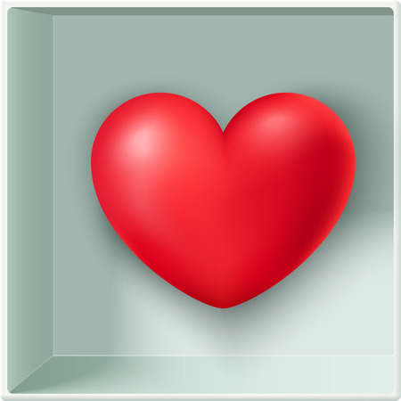 Red heart inside a box, Valentine's day postcard, vector illustrationのイラスト素材