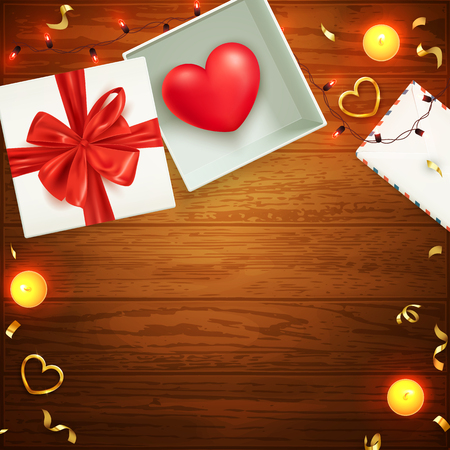 Happy Valentine's day composition, love postcard, banner, background template, vector ilustrationのイラスト素材