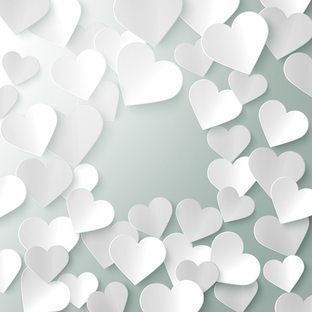 Paper hearts romantic Valentine background template, vector illustrationのイラスト素材