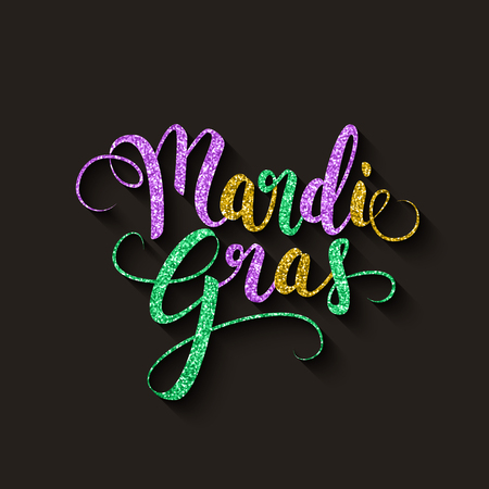 Mardi Gras decorative calligraphic lettering, flyer template, vector illustrationのイラスト素材