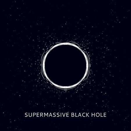 Supermassive black hole in space  illustrationのイラスト素材