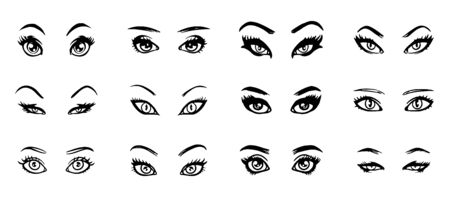 Set of various beautiful female eye shapesのイラスト素材