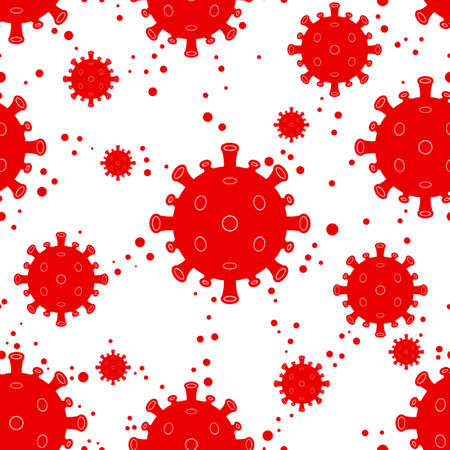 Coronavirus cells seamless pattern background, covid-19 pandemic. Vector illustrationのイラスト素材