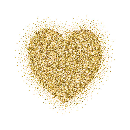Heart on gold glitter texture, romantic valentine vector illustrationのイラスト素材