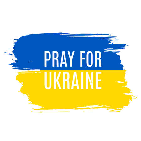 Ukrainian flag, brush stroke design, pray for Ukraine vector illustrationのイラスト素材