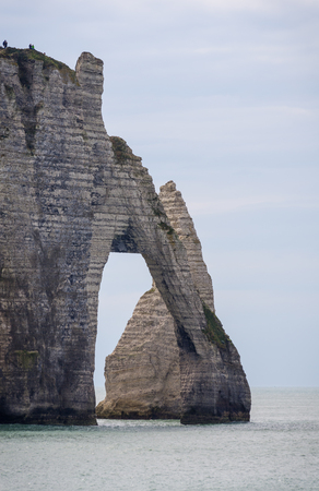 The famous cliffs at Etretat in Normandy, Franceの写真素材