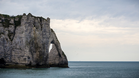 The famous cliffs at Etretat in Normandy, Franceの写真素材