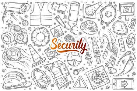 Hand drawn security-related equipment.の写真素材
