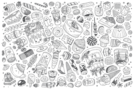 Hand drawn pirates set doodle vector illustration backgroundのイラスト素材