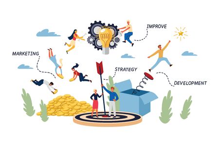 Business Concept of Target, Goal, Achievement and Teamwork.のイラスト素材