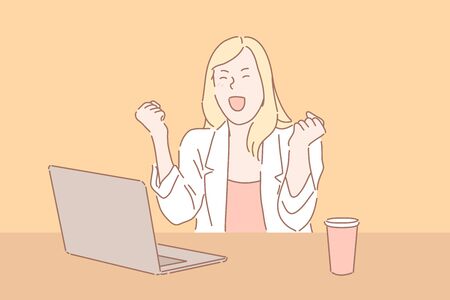 Woman reacting to good news conceptのイラスト素材