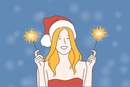 New Year celebration, festive mood conceptのイラスト素材