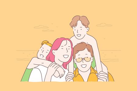 Family, travel, together, childhood conceptのイラスト素材