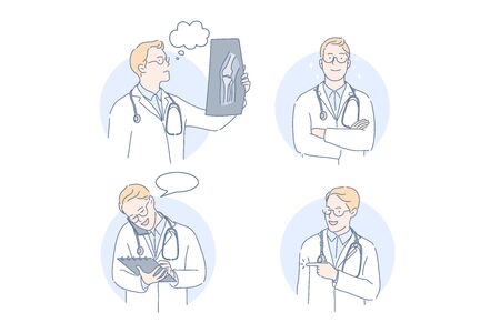 Doctor, therapist, medicine set conceptのイラスト素材