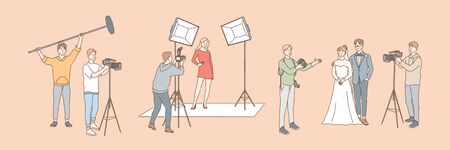 Photography and shooting, journalism set conceptのイラスト素材