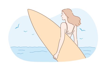 Surfing, sport, summer vacation conceptのイラスト素材