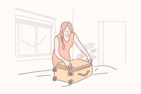 Vacation, tourism, holiday, arrival, hotel conceptのイラスト素材