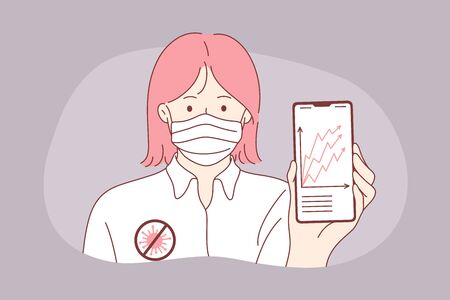 Statistics, coronavirus, danger growth conceptのイラスト素材