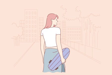 Sport, skateboarding, hobby, active lifestyle concept.のイラスト素材