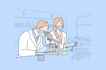 Science, coronavirus, chemistry, medical vaccine concept.のイラスト素材