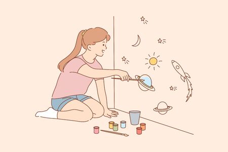 Quarantine, painting, art, game, leisure time, coronavirus, childhood conceptのイラスト素材