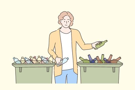 Ecology, recycling, reuse, zero waste, envirnment, care conceptのイラスト素材