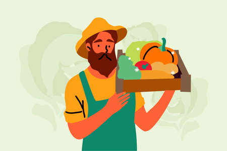 Harvesting, farming, agriculture, nature conceptのイラスト素材