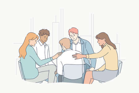 Support, psychology, meeting, depression, frustration, mental stress conceptのイラスト素材