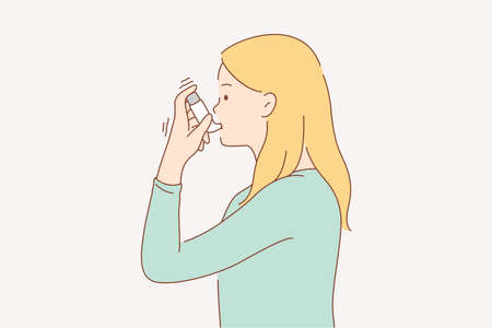 Health, care, desease, problem, asthma conceptのイラスト素材