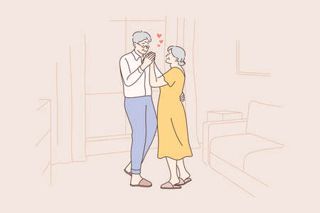 Love, fun, date, couple, dance conceptのイラスト素材