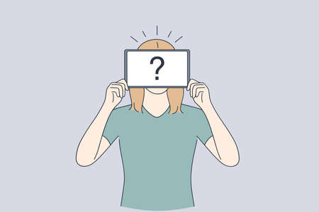 Self identity, Anonymity, uncertainty concept. Unrecognisable woman standing with invisible face and...