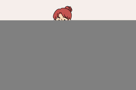 Making selfie and technologies concept. Young smiling woman office worker cartoon character standing holding cup oh hot drink making selfie on camera vector illustrationのイラスト素材