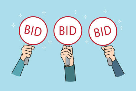 Taking part in auction conceptのイラスト素材